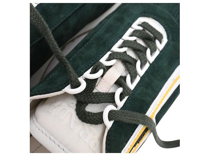 Baskets Prada Milano 70 en daim vert - vue 14