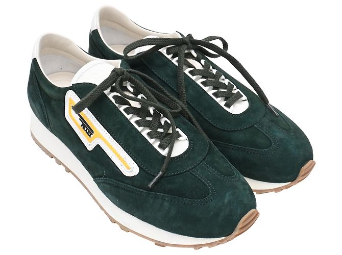 Baskets Prada Milano 70 en daim vert - vue 4