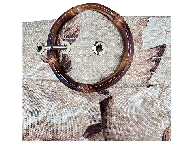 Shorts com cinto e estampa de folhas Zimmermann Super Eight em linho bege - vista 2