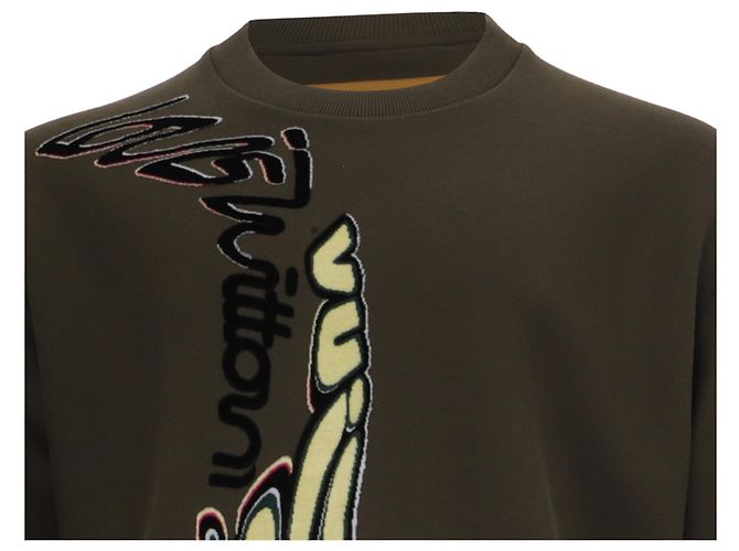 Louis Vuitton Sweatshirt mit Grafikprint aus olivefarbener Baumwolle Grün Olivgrün - Ansicht 2