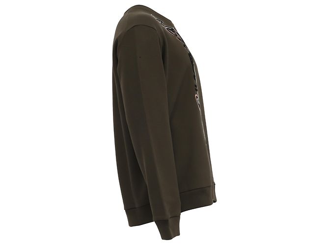 Louis Vuitton Sweatshirt mit Grafikprint aus olivefarbener Baumwolle Grün Olivgrün - Ansicht 3