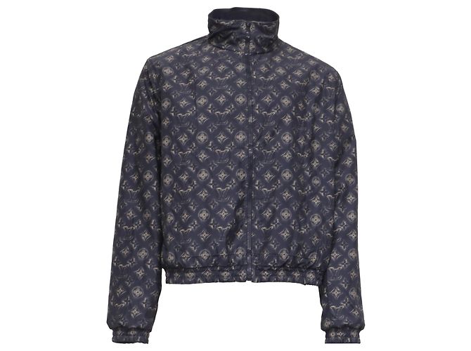 Chelsea Louis Vuitton Monogram Wendbare Bomberjacke aus dunkelblauem Leder Python drucken - Ansicht 12