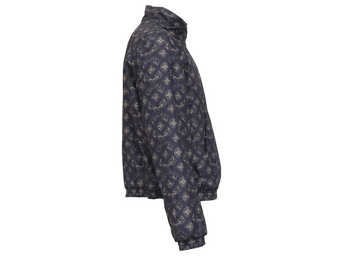 Chelsea Louis Vuitton Monogram Wendbare Bomberjacke aus dunkelblauem Leder Python drucken - Ansicht 13