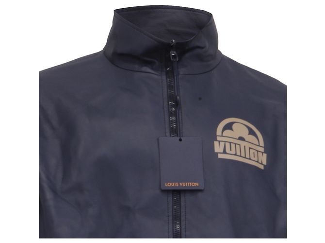 Chelsea Louis Vuitton Monogram Wendbare Bomberjacke aus dunkelblauem Leder Python drucken - Ansicht 2