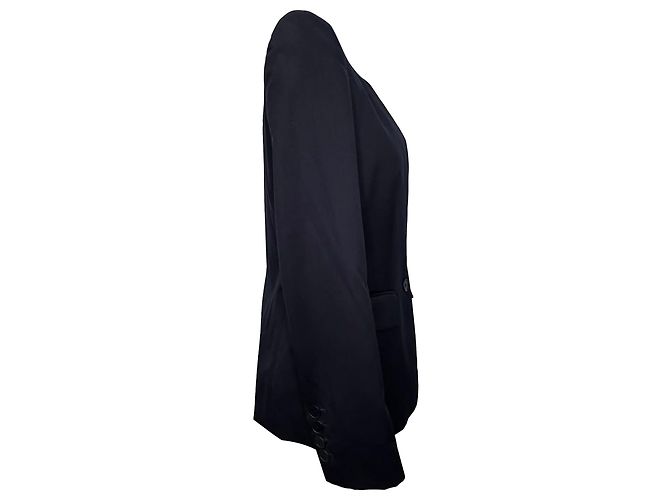 Stella Mc Cartney Stella McCartney Einknopf-Blazer mit umgeklapptem Kragen aus dunkelblauer Wolle Marineblau - Ansicht 2