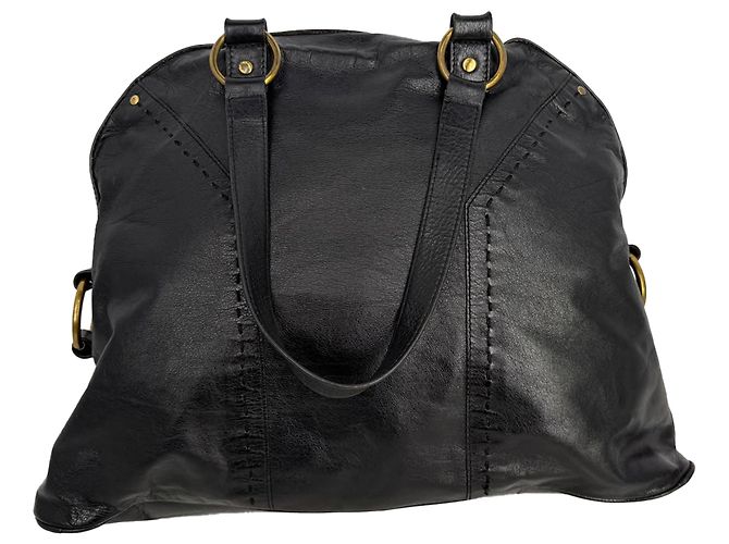 Borsa Tote Oversized Muse Yves Saint Laurent in pelle di vitello nera Nero - vista 3