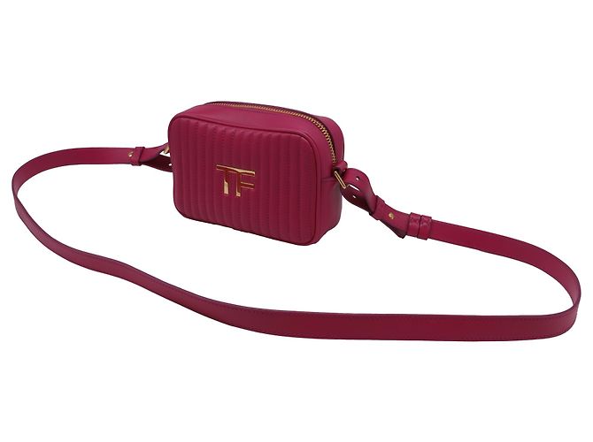 Bolsa Camera acolchoada Tom Ford em couro rosa - vista 2