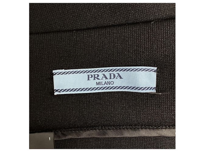 Falda midi de algodón negro con parche de goma Prada - vista 10