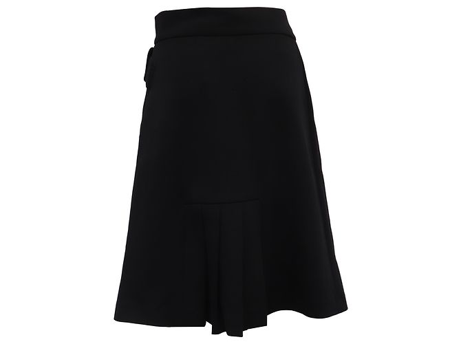 Falda midi de algodón negro con parche de goma Prada - vista 3