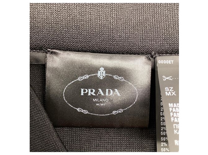 Falda midi de algodón negro con parche de goma Prada - vista 4