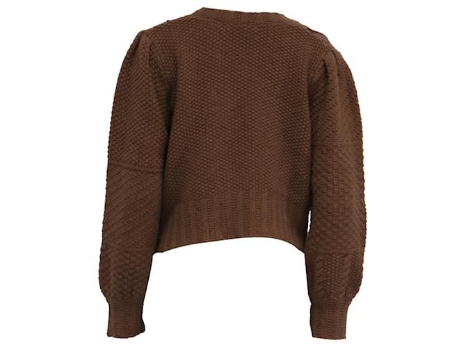 Loveshackfancy Leni bestickter Pullover aus braunem Nylon Rot - Ansicht 4
