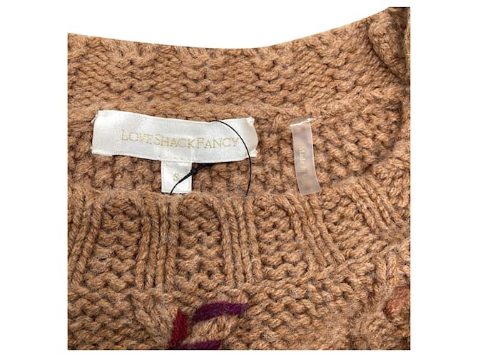 Loveshackfancy Leni bestickter Pullover aus braunem Nylon Rot - Ansicht 7