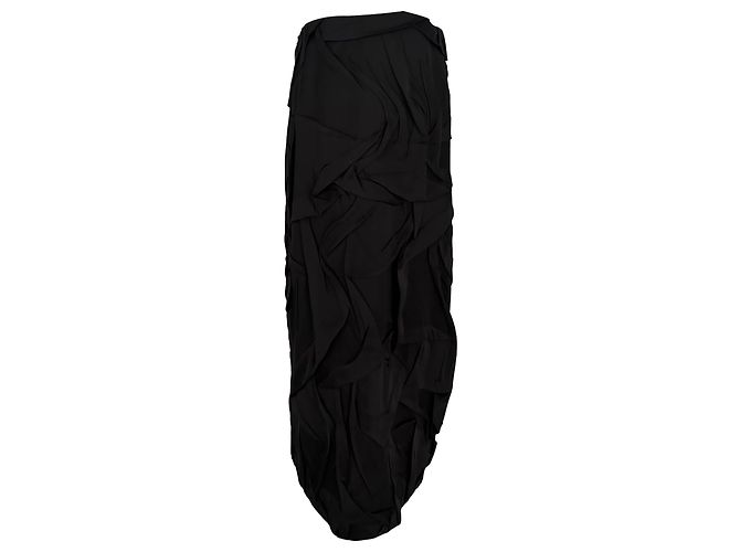 Dries Van Noten Midirock mit Crinkle-Effekt aus schwarzem Polyester - Ansicht 2