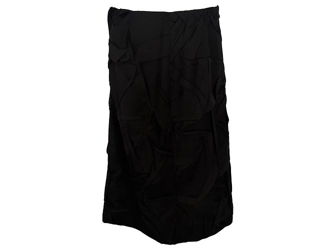 Dries Van Noten Midirock mit Crinkle-Effekt aus schwarzem Polyester - Ansicht 3