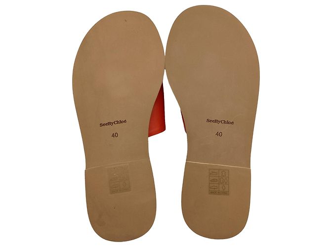 Mules See by Chloé Essie Slide in pelle rossa Rosso - vista 13