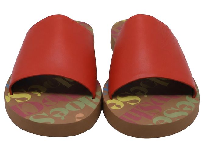 Mules See by Chloé Essie Slide in pelle rossa Rosso - vista 2