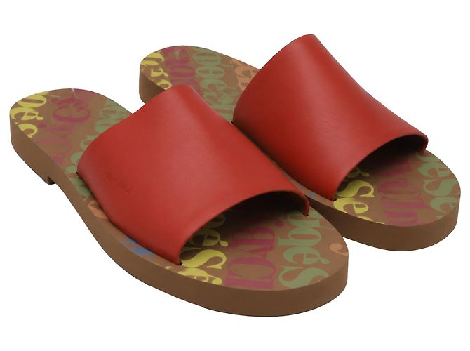 Mules See by Chloé Essie Slide in pelle rossa Rosso - vista 3