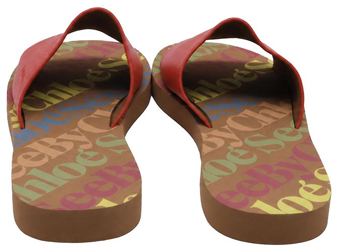 Mules See by Chloé Essie Slide in pelle rossa Rosso - vista 5