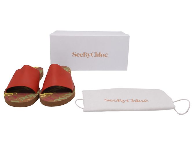 Mules See by Chloé Essie Slide in pelle rossa Rosso - vista 6