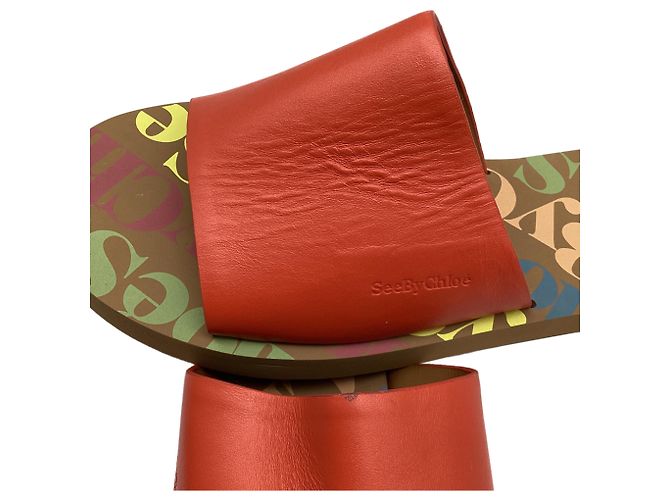 Mules See by Chloé Essie Slide in pelle rossa Rosso - vista 7