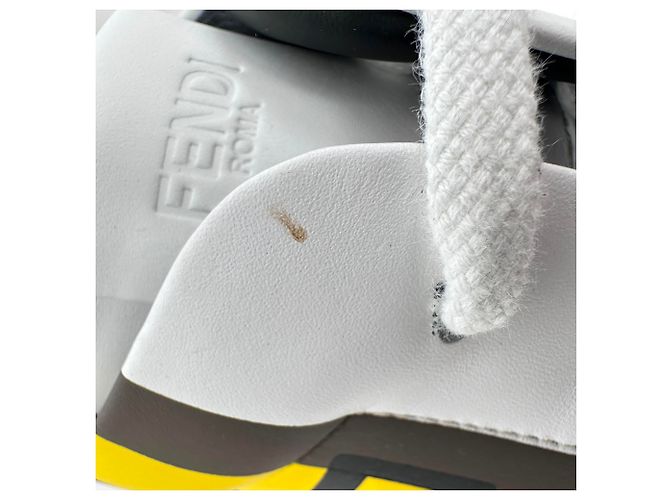 Sneaker basse in pelle bianca con stampa logo Fendi Bianco - vista 10