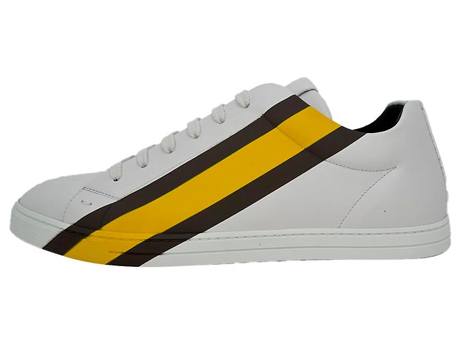 Sneaker basse in pelle bianca con stampa logo Fendi Bianco - vista 11