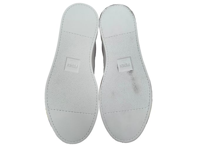 Sneaker basse in pelle bianca con stampa logo Fendi Bianco - vista 12