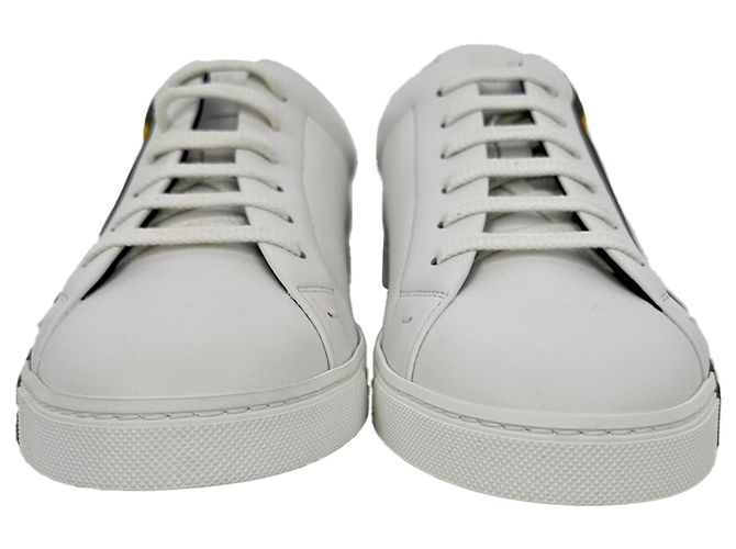 Sneaker basse in pelle bianca con stampa logo Fendi Bianco - vista 2