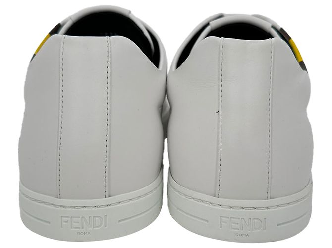 Sneaker basse in pelle bianca con stampa logo Fendi Bianco - vista 6