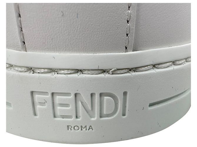 Sneaker basse in pelle bianca con stampa logo Fendi Bianco - vista 7