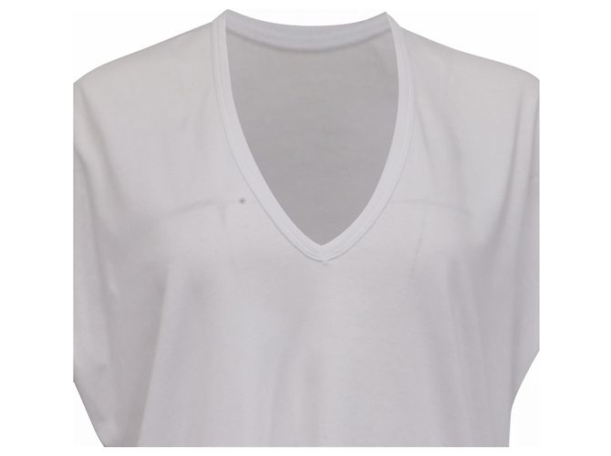 Camiseta holgada de cuello en V Dries Van Noten en algodón blanco Crudo - vista 2
