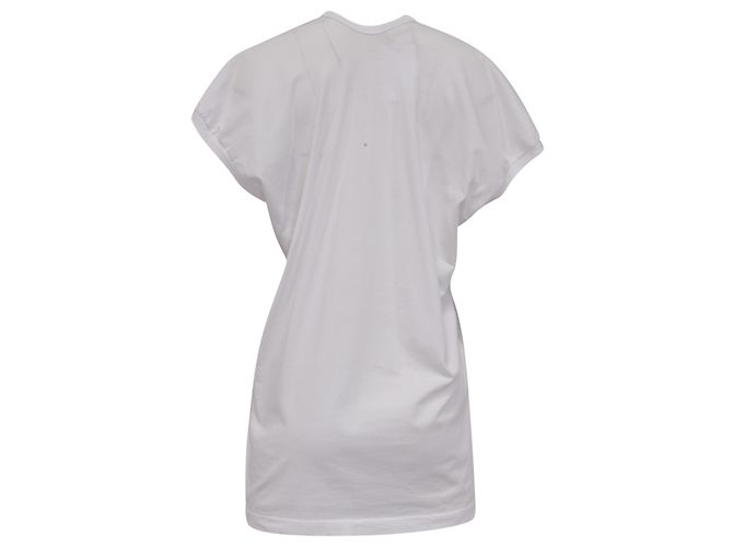 Camiseta holgada de cuello en V Dries Van Noten en algodón blanco Crudo - vista 4