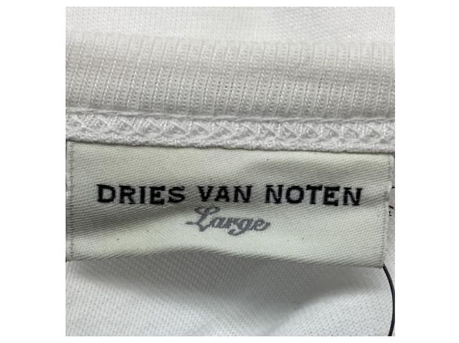 Camiseta holgada de cuello en V Dries Van Noten en algodón blanco Crudo - vista 5