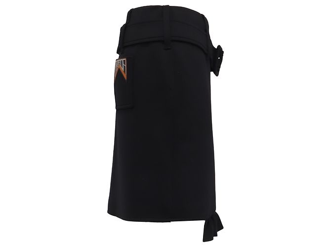 Prada Minirock mit Rüschen und Gürtel aus schwarzem Polyester - Ansicht 2