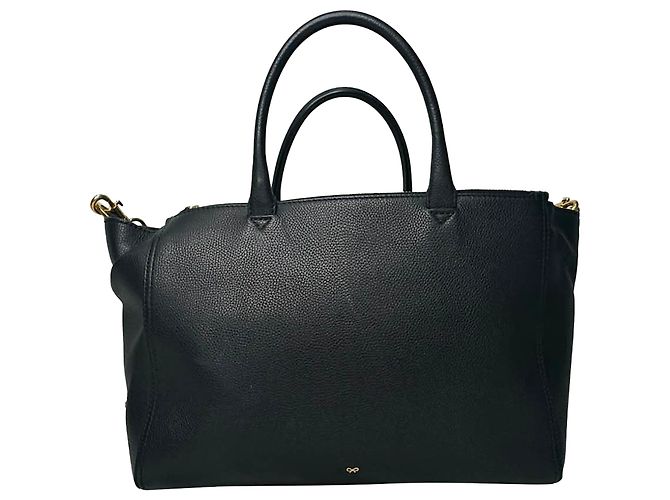 Borsa Anya Hindmarch con manico in pelle nera - vista 4