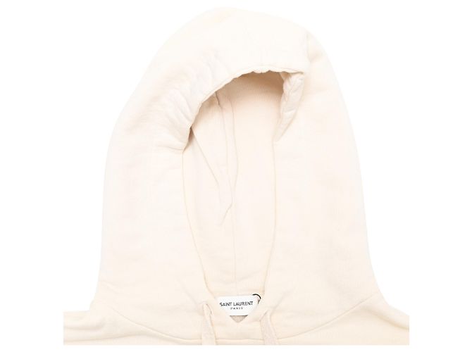 Sweatshirt com capuz Saint Laurent Palm Tree em algodão creme Branco Cru - vista 4