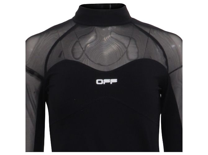 Off White Abito maxi a collo alto stampato Off-White in poliammide nera Nero - vista 2