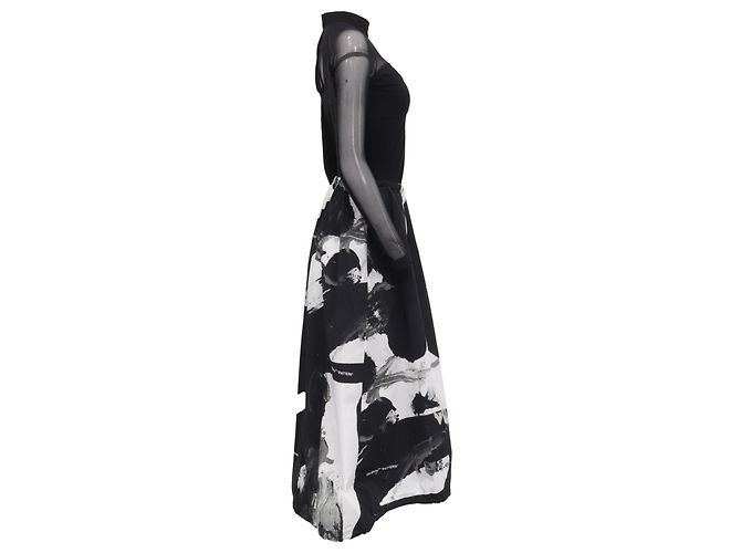 Off White Abito maxi a collo alto stampato Off-White in poliammide nera Nero - vista 3