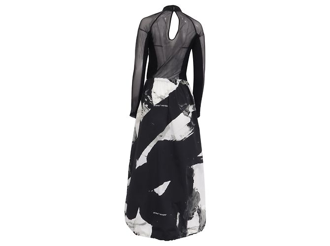 Off White Abito maxi a collo alto stampato Off-White in poliammide nera Nero - vista 4