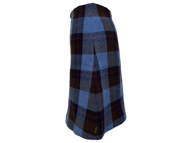 Falda de cuadros Tabarin en lana azul de Max Mara Weekend - vista 2