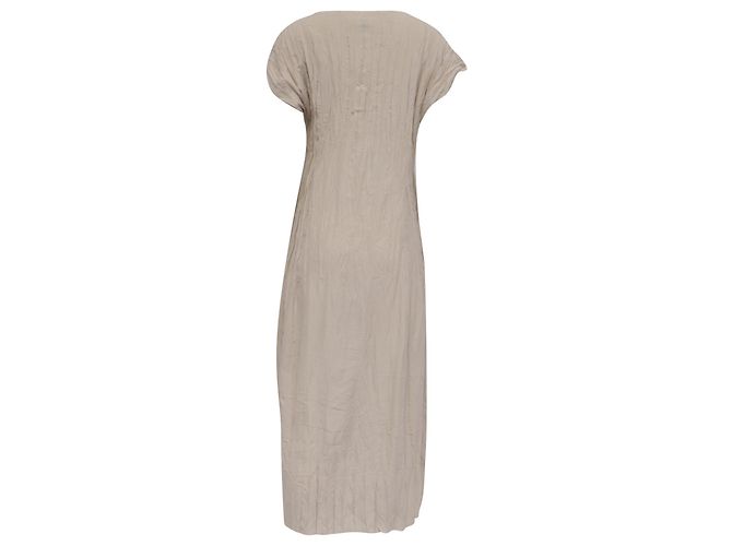 Abito midi a maniche corte e effetto stropicciato Totême in seta beige - vista 4