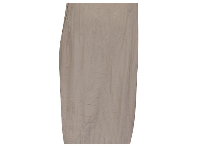 Abito midi a maniche corte e effetto stropicciato Totême in seta beige - vista 5