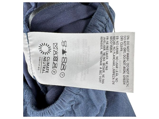 Minifalda de algodón azul marino con borde de encaje Reformation - vista 6