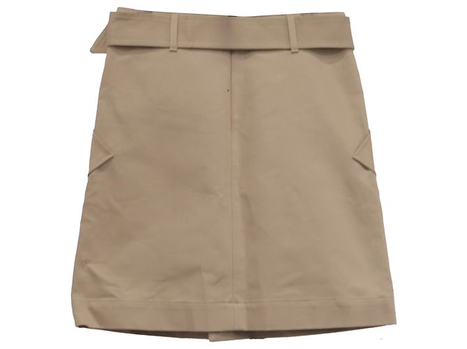 Falda corta línea A con cinturón Totême en algodón beige - vista 2