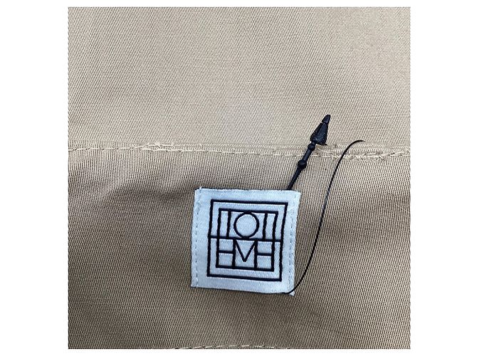 Falda corta línea A con cinturón Totême en algodón beige - vista 5