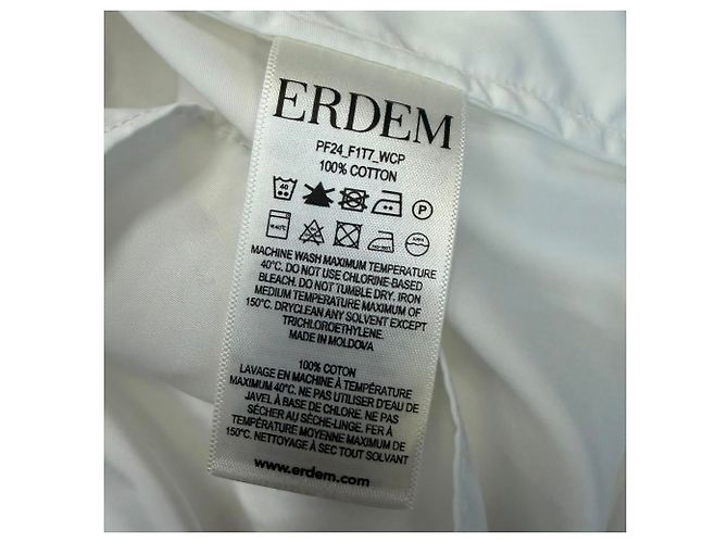 Camisa Erdem con aplicaciones florales en algodón blanco - vista 5