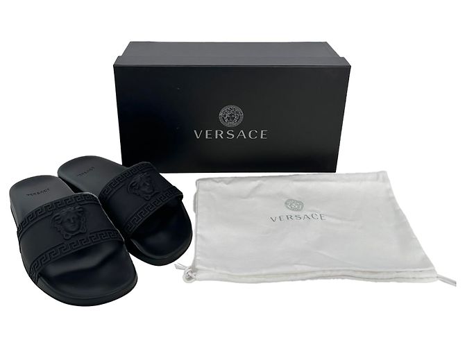 Ciabatte Versace Medusa Pool in gomma nera Nero - Ansicht 14