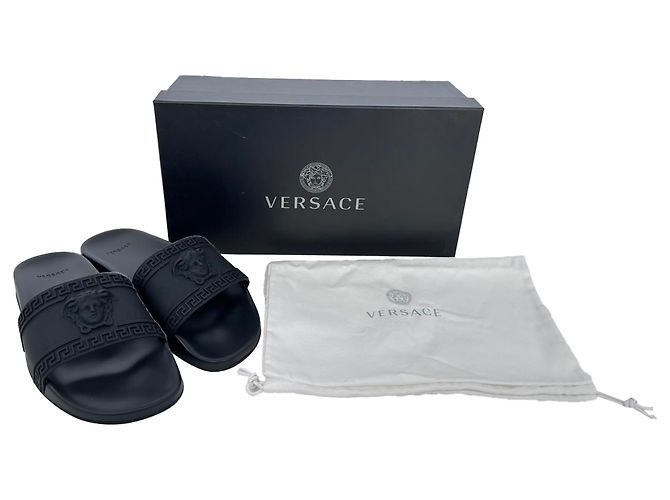 Ciabatte Versace Medusa Pool in gomma nera Nero - Ansicht 15