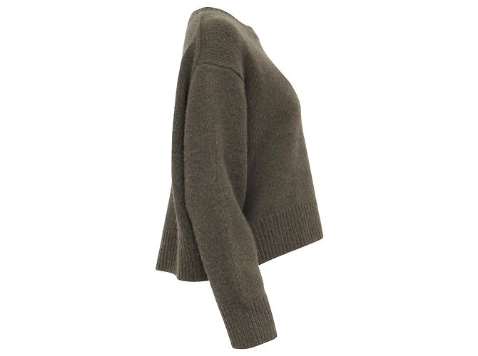 Nili Lotan Rundhals-Strickpullover aus olivgrüner Wolle - Ansicht 2