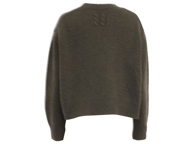 Nili Lotan Rundhals-Strickpullover aus olivgrüner Wolle - Ansicht 3